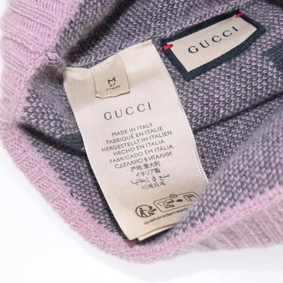 GUCCI GG Canvas Knitted Fabrics Cap Cashmere M Pink 676827 Auth am8353 main image 7